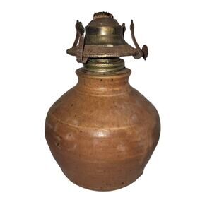 Art Pottery Clay Handmade Signed Hurricane Lamp Lantern Signed LHT INT ?